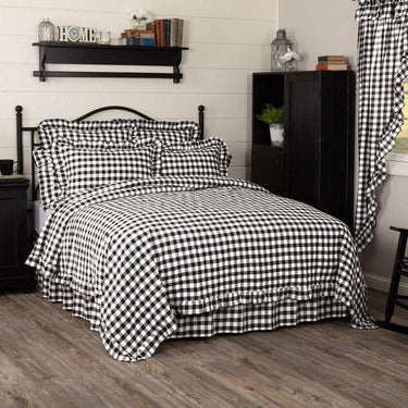 Annie Buffalo Black Check Ruffled Quilt Coverlet VHC Brands - The Fox Decor
